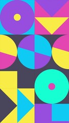 Wall Mural - vertical animated geometric loop pattern. 4k resolution geometric motion design in bright pink, yell