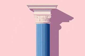 Poster - Elegant Blue and Pink Classical Column Architectural Design Element Modern Minimalist Style Vector Illustration Clean Simple Background Perfect for Decorative Projects and Design  