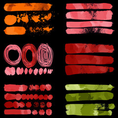 Poster - Abstract colorful grunge brush strokes and splashes on black background for creative design