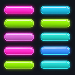 Poster - Colorful glowing button design elements on a dark background for a modern user interface