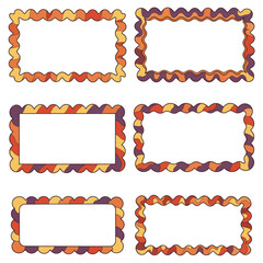 Poster - Colorful retro wavy frames in orange, yellow, and purple perfect for various design projects