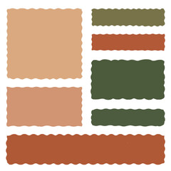Poster - Colorful rectangular and oblong shapes with scalloped edges on a white background for design