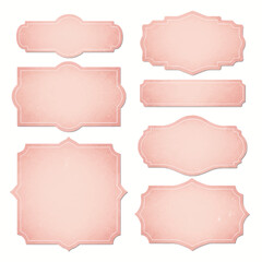 Poster - Elegant collection of eight vintage pink label shapes with white borders for design elements