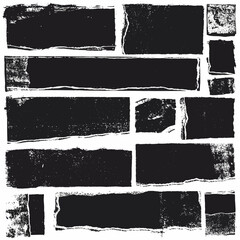 Poster - Grunge Texture Elements Collection: Torn Paper Shapes and Black Background for Design Projects