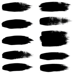 Poster - Isolated black paint brush strokes on white background, perfect for design elements and textures