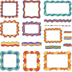 Poster - Retro groovy frames and borders collection in vibrant colors, perfect for designs and decorations