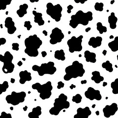 Poster - Seamless black and white cow print background pattern for textile design and wallpaper