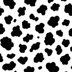 Poster - Seamless cow pattern background, black spots on a white backdrop, abstract design for fabric