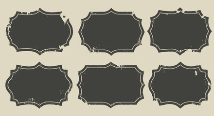 Poster - Set of six vintage ornate frames with a distressed grunge texture on a neutral background