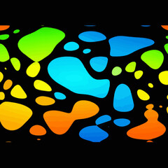 Poster - Vibrant abstract background featuring colorful organic shapes on a black backdrop for design projects