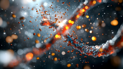 Fototapete - Abstract digital art depicting a molecular structure or a virus. Suitable for science medical or technology related presentations. Great for visualizing concepts.