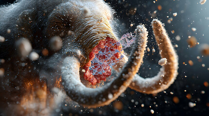 Leinwandbilder - An abstract artistic depiction showcasing a microscopic view of biological structures possibly illustrating disease or cellular processes. Suggests medical or scientific illustration use.
