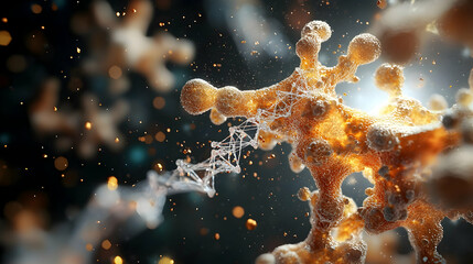 Leinwandbilder - An artistic representation of microscopic structures possibly viruses or cells. Suitable for scientific education illustrations or medical presentations. 