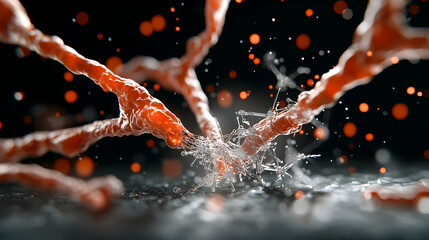 Poster - Artistic rendering of biological structures. The image could be used for educational purposes research presentations or website backgrounds depicting science or medicine.