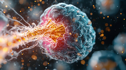 Poster - a close-up illustration of a cell's inner structure. ideal for educational or scientific content pre