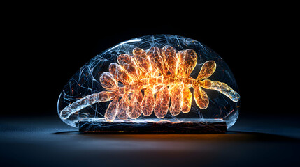 Fototapete - Abstract glowing structure encased in glass. Suggests energy storage or a futuristic biological concept. Great for science fiction designs and tech presentations.