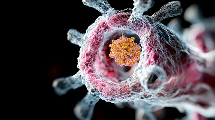 Poster - microscopic illustration of a biological structure like a cell or virus. use it in medical textbooks