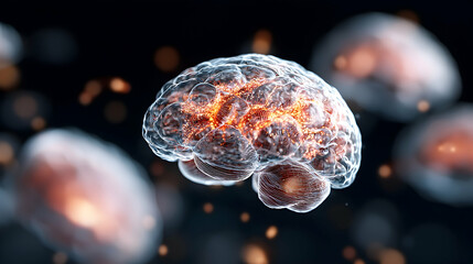 Poster - a stylized brain image showcasing neurological processes. suitable for science educational materials