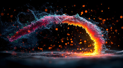 Leinwandbilder - Abstract artwork depicting a flowing stream of energy. Suggests digital design science fiction or a visual representation of data flow. It is dynamic and modern.