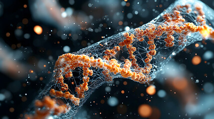 Poster - a detailed artistic representation of a dna strand. ideal for educational material or science themed