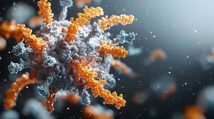 Poster - a highly detailed 3d rendering of a virus structure. ideal for medical research educational material