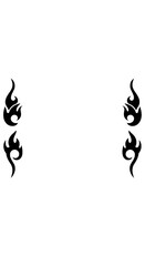 Poster - Symbolic Flame Art: Intricate black flame designs dance on a clean backdrop, their curves and angles conveying dynamic energy. A study in minimalist art and symbolic representation.