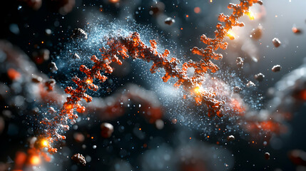 Poster - a macro perspective of a biological structure in a vibrant digital art display for scientific visual