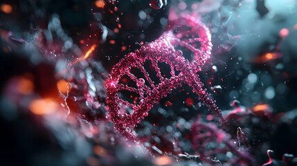 Poster - a visually stunning abstract depiction of dna structure with vibrant colors and intricate details. p