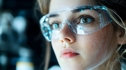 Poster - a futuristic portrait with enhanced features. apply this image to sci-fi themed projects or technolo