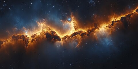 Wall Mural - Cosmic Nebula Space Clouds Orange Blue