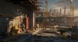 © cleo pick Art - Construction Site at Sunset: Urban Development and Hard Work in Progress