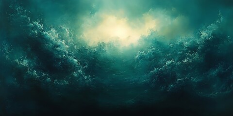 Wall Mural - dark teal cloudscape with light