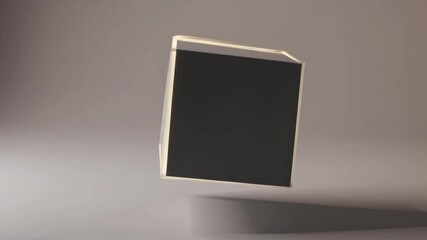 Poster - Floating black box against a simple gray background  