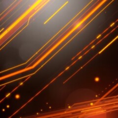Aufkleber - Abstract orange and black digital lines, glowing streaks, dark background