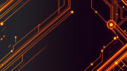 Aufkleber - Glowing orange circuit lines on dark background, abstract tech design (1)