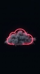Poster - Neon Cloud in the Dark Night Sky: A Minimalist Digital Art Piece