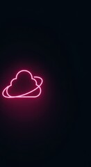 Poster - Pink Neon Cloud Symbol in Dark Background: Minimalist Cloud Computing Concept Art