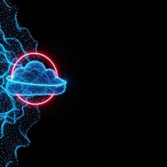 Poster - Abstract Cloud Computing Network Digital Technology Concept  Neon Glow  Data Storage