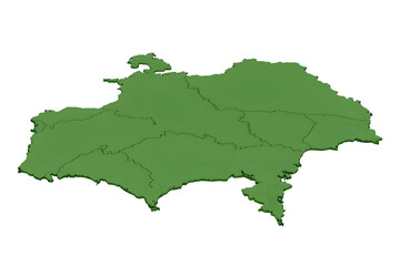  3D Illustration Green Isolated Country Map  Background
