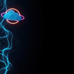 Poster - Abstract Cloud Computing Network Digital Data Storage Technology Concept Neon Glow