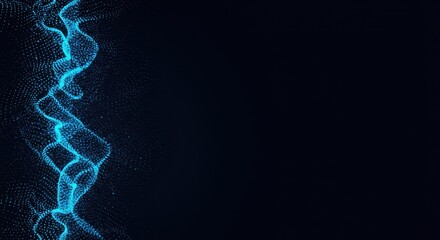 Poster - Abstract Blue Particle Wave Digital Art Background Design:  A Stunning Visual of Flowing Light and Energy