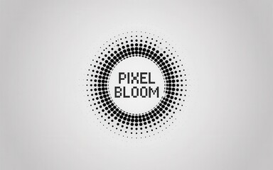 Poster - Digital Bloom: A Circular Halftone Pattern with Pixelated Wordmark