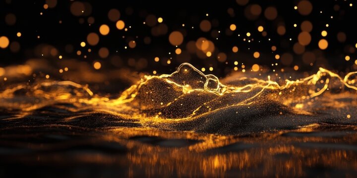Background reveals glowing thread of fluid splash pop