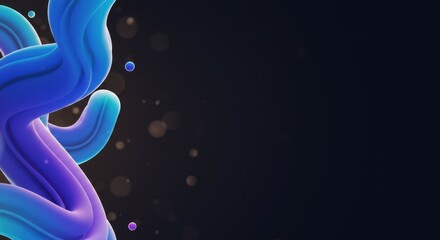 Fototapete - Abstract Blue and Purple 3D Liquid Forms Digital Art Background Design