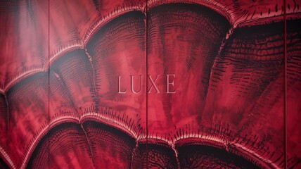 Poster - Abstract art background, maroon color with word Luxe, for print or web design
