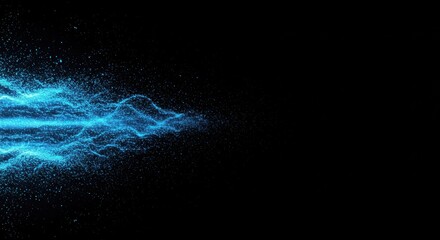 Poster - Abstract Blue Energy Stream Glowing Particles Background Digital Art
