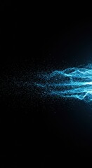 Poster - Abstract Blue Energy Particles Flowing in Dark Background Digital Art Design