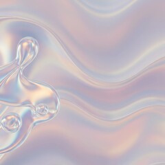 Poster - Abstract iridescent liquid art:  Fluid forms and pastel colors swirl in a captivating digital painting