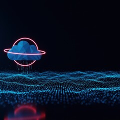 Poster - Cloud Computing Network Data Transfer Digital Abstract Illustration