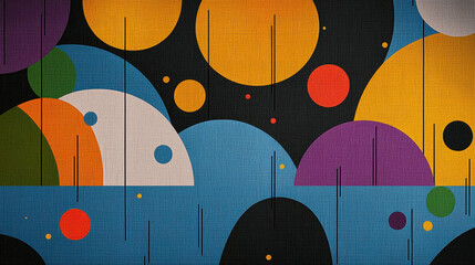 Poster - An illustration evokes vibrant nature scenes with colorful circles and copy space, creating a playful abstract composition filled with depth and charm in the design.